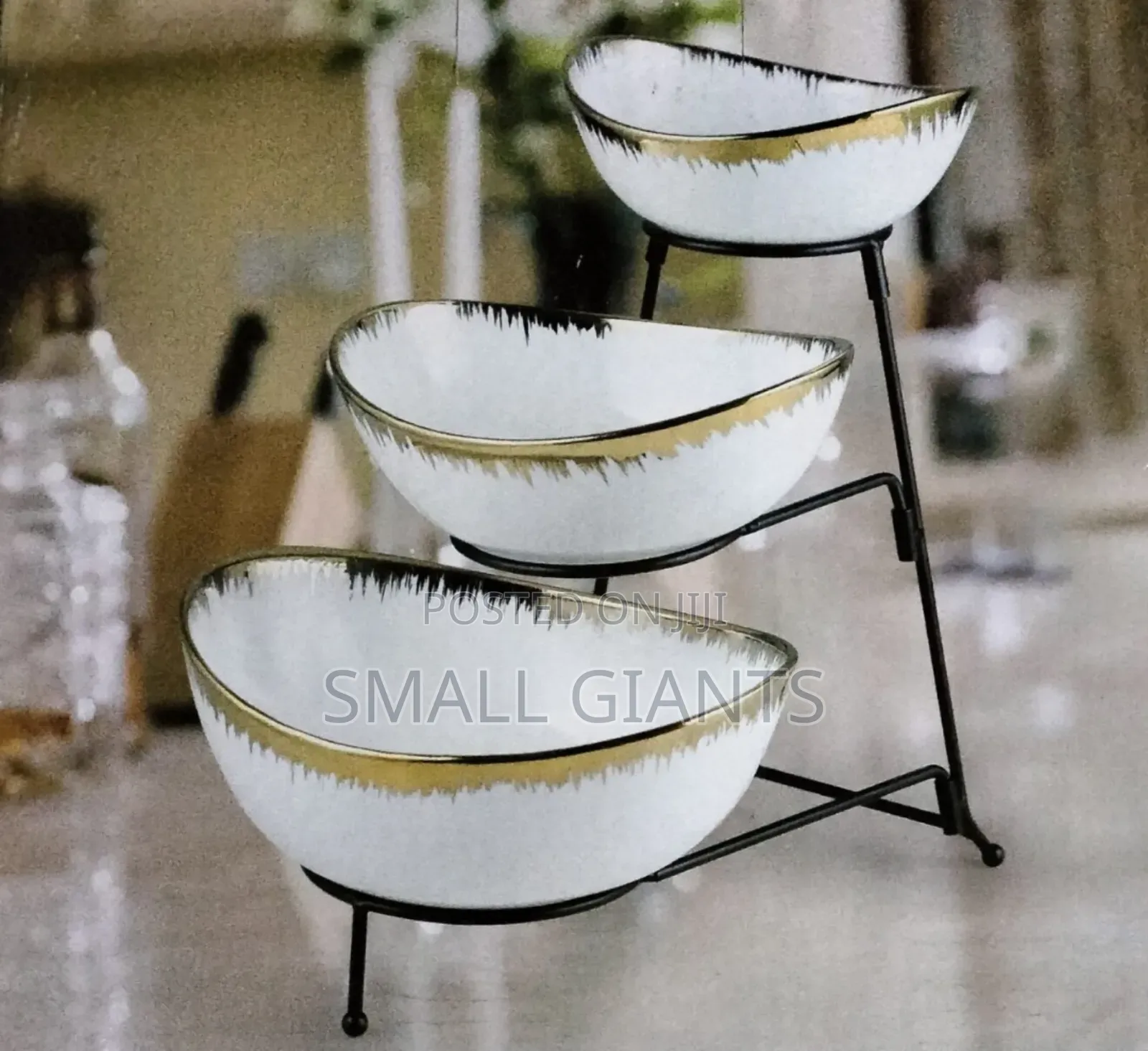 3 Tier Bowl Set With Metal Rack