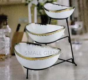 3 Tier Bowl Set With Metal Rack