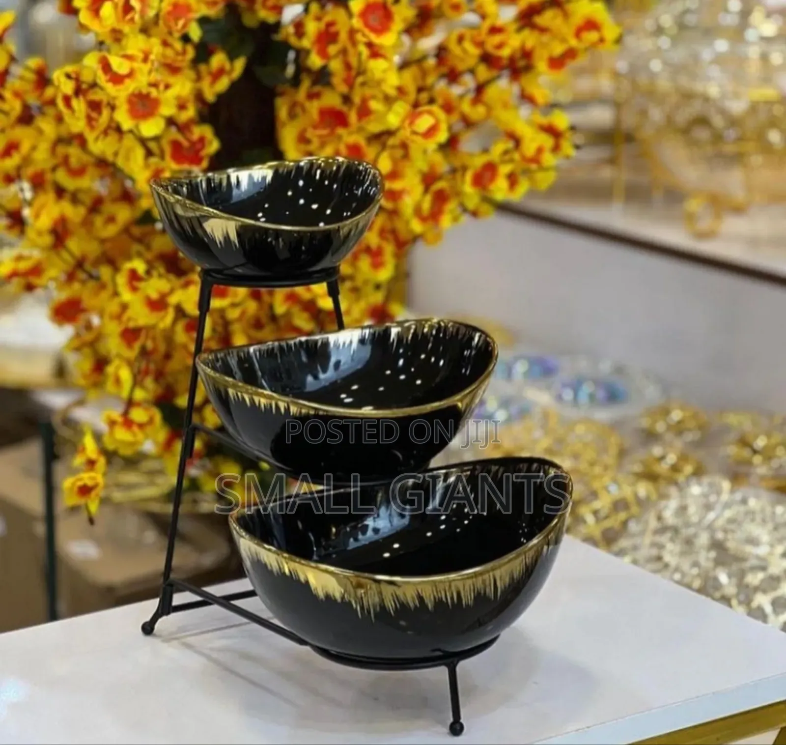 3 Tier Bowl Set With Metal Rack