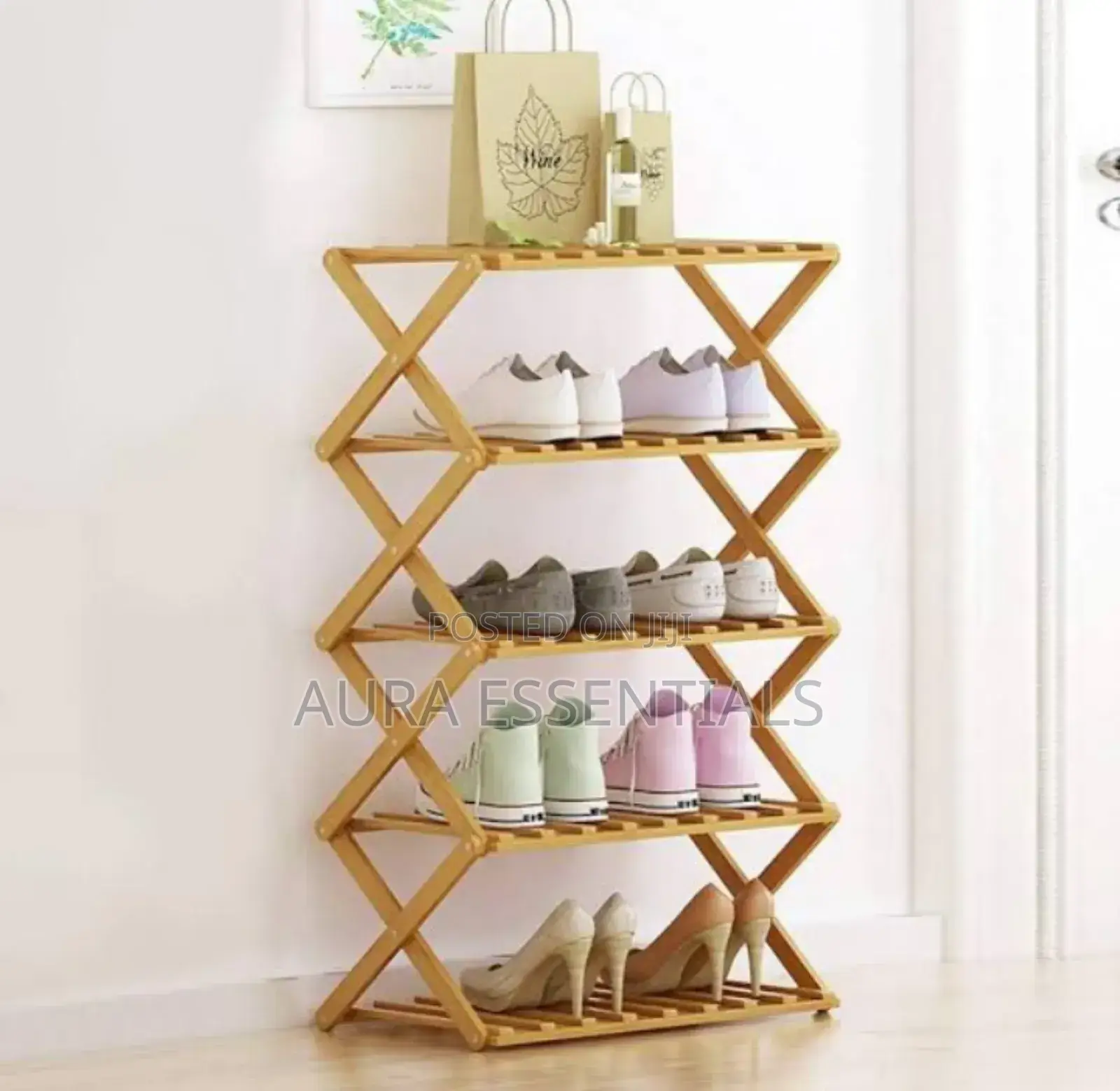 Foldable Bamboo or Wooden Shoe Rack