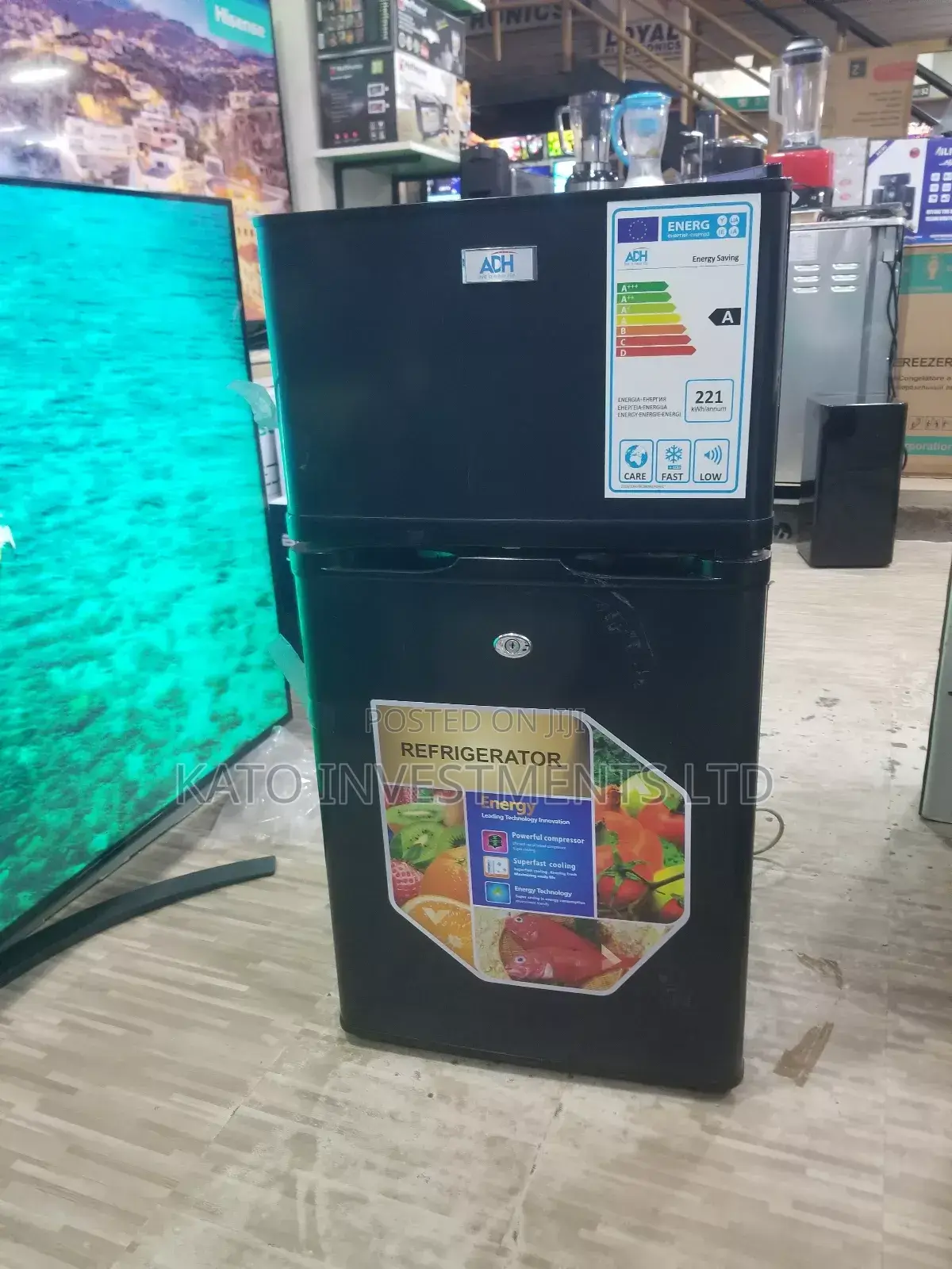 Adh 138ltrs Double Door Fridge Black