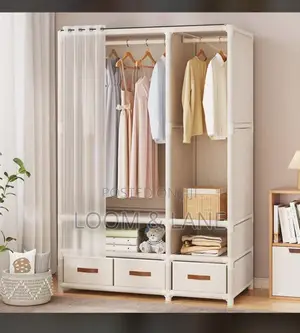 Wadrobe Hanger Rack With Cover Curtain