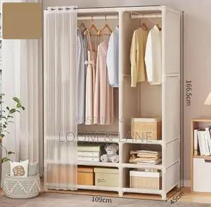 Wadrobe Hanger Rack With Cover Curtain