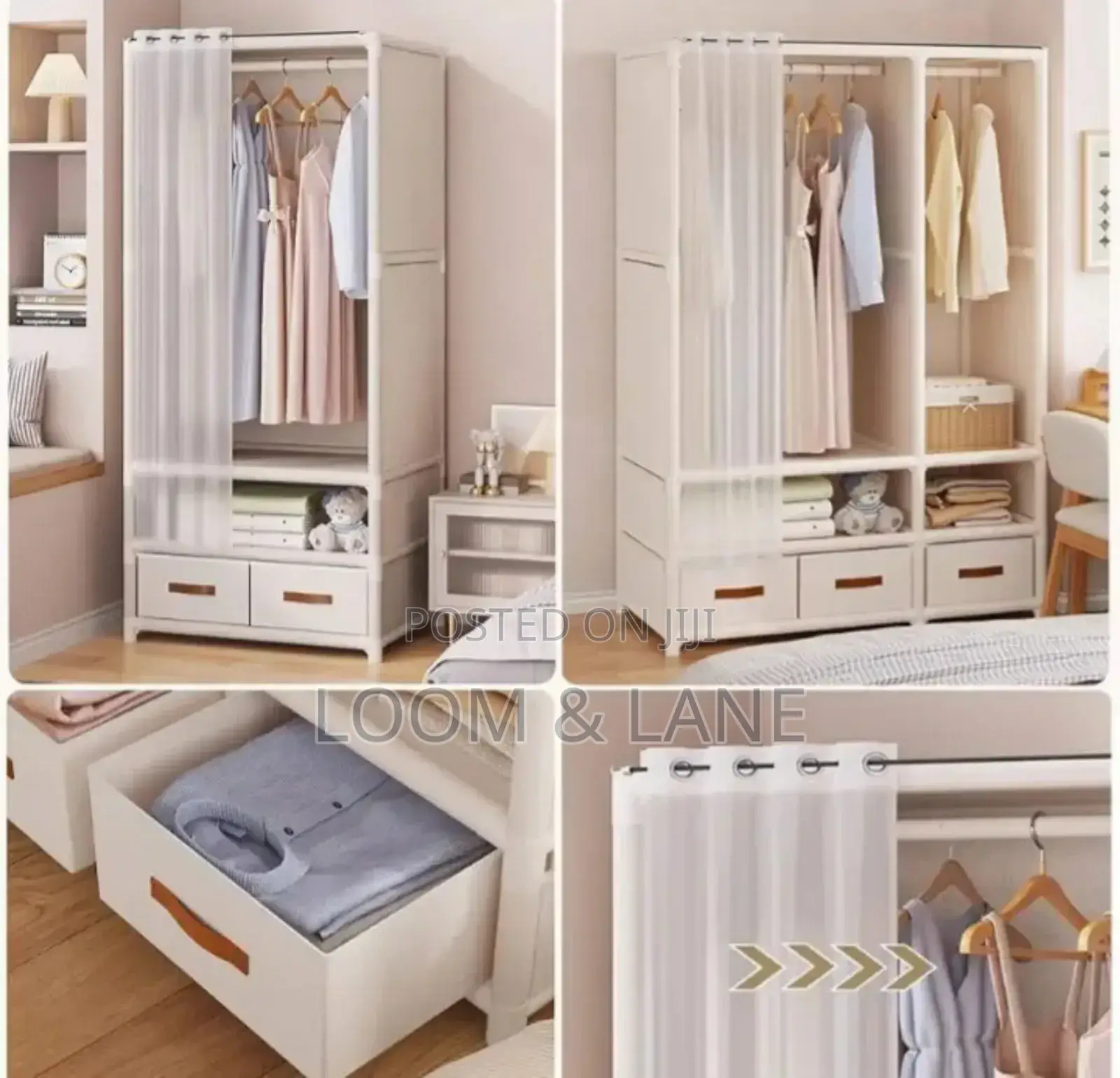 Wadrobe Hanger Rack With Cover Curtain