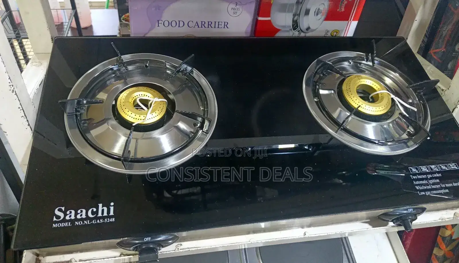 Saachi 2 Burner Glass Gas Cooker