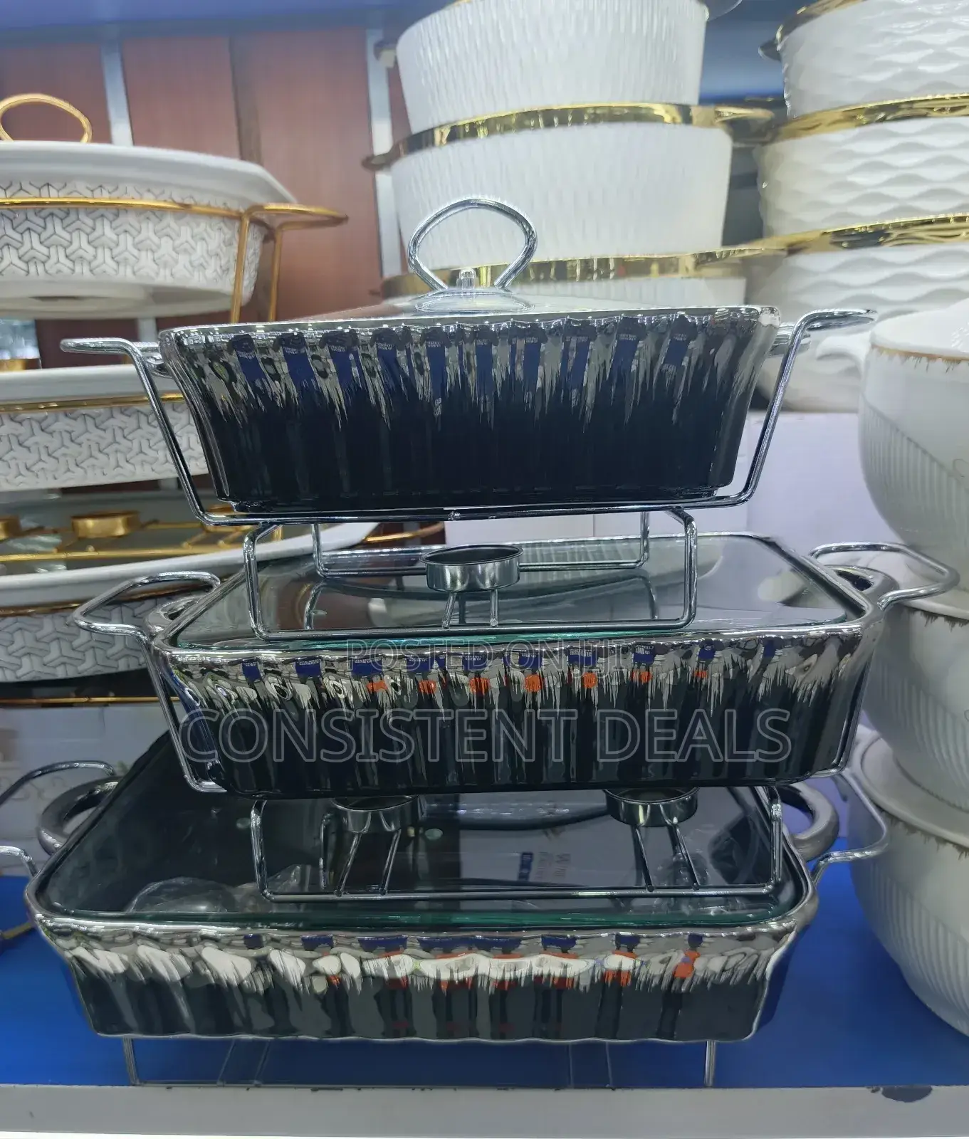 3pcs Classic Casserole Set With Handle Racks