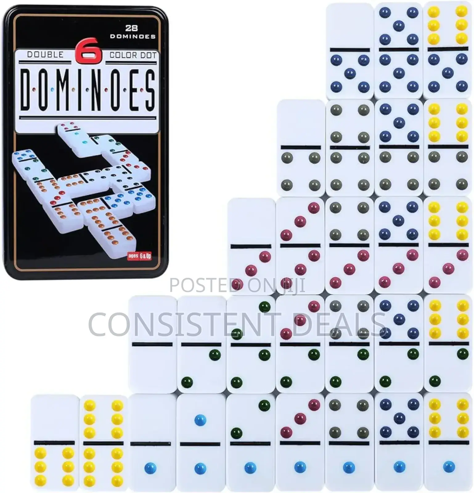 Double 6 Colour Dot Dominoes