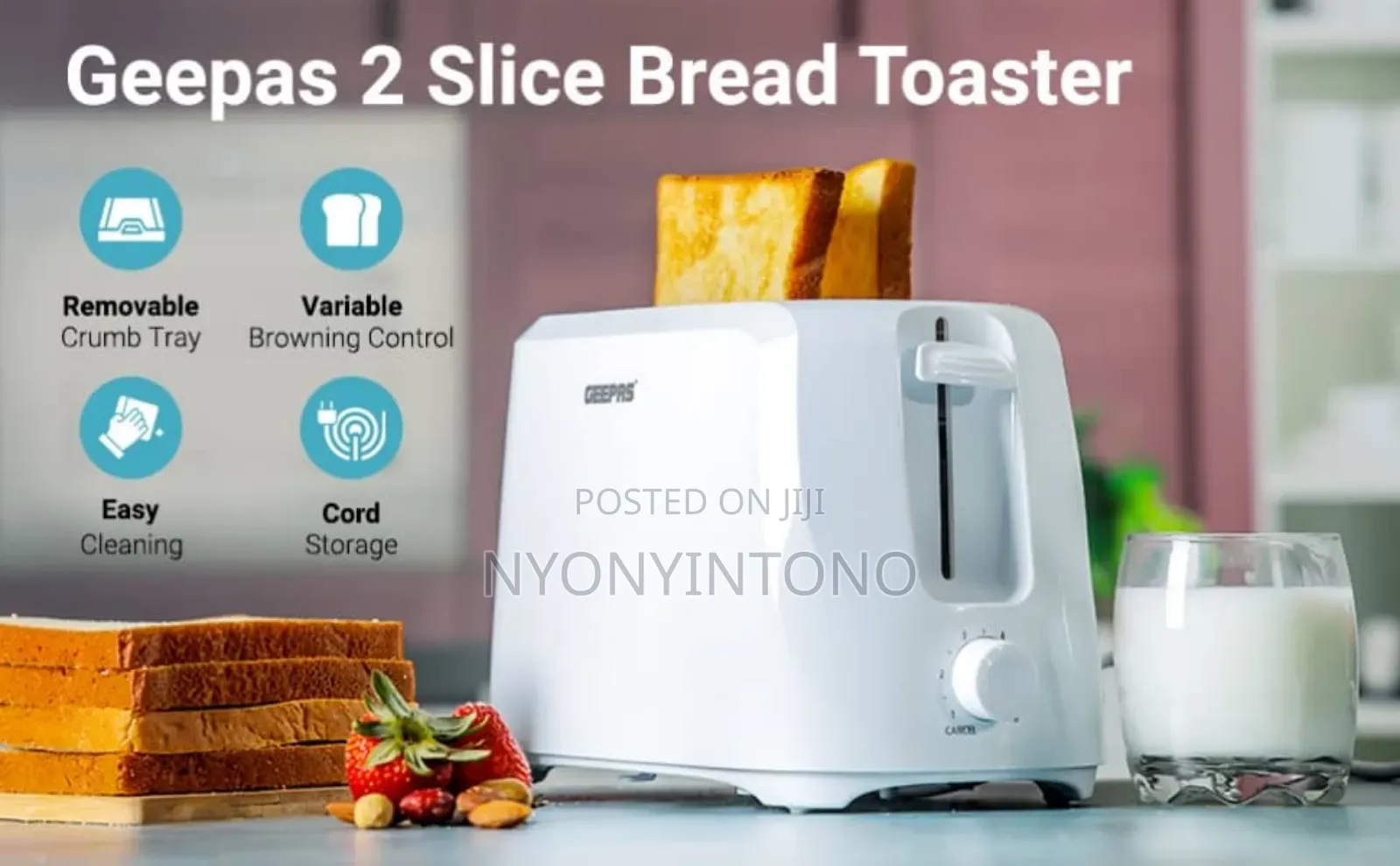 Geepas Bread Toaster With 2 Years Warranty.
