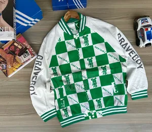 Brav Baseball Jacket. Green White
