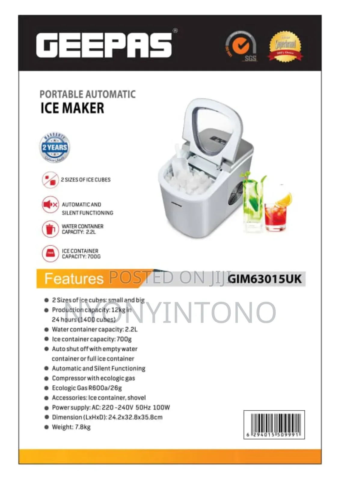Geepas Automatic Portable Ice Maker.