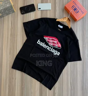 Balenciaga T-Shirt. Black. Red Slash