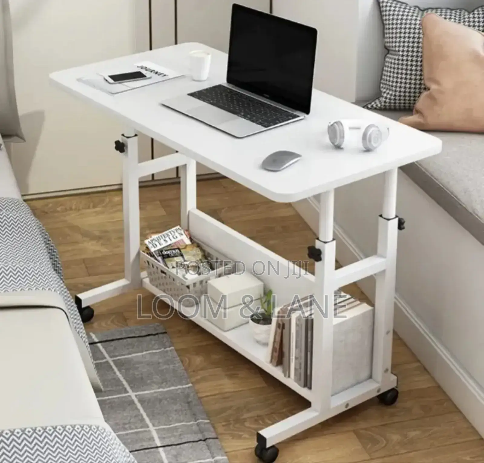 Movable Adjustable Bedside Table With 1tier Layer