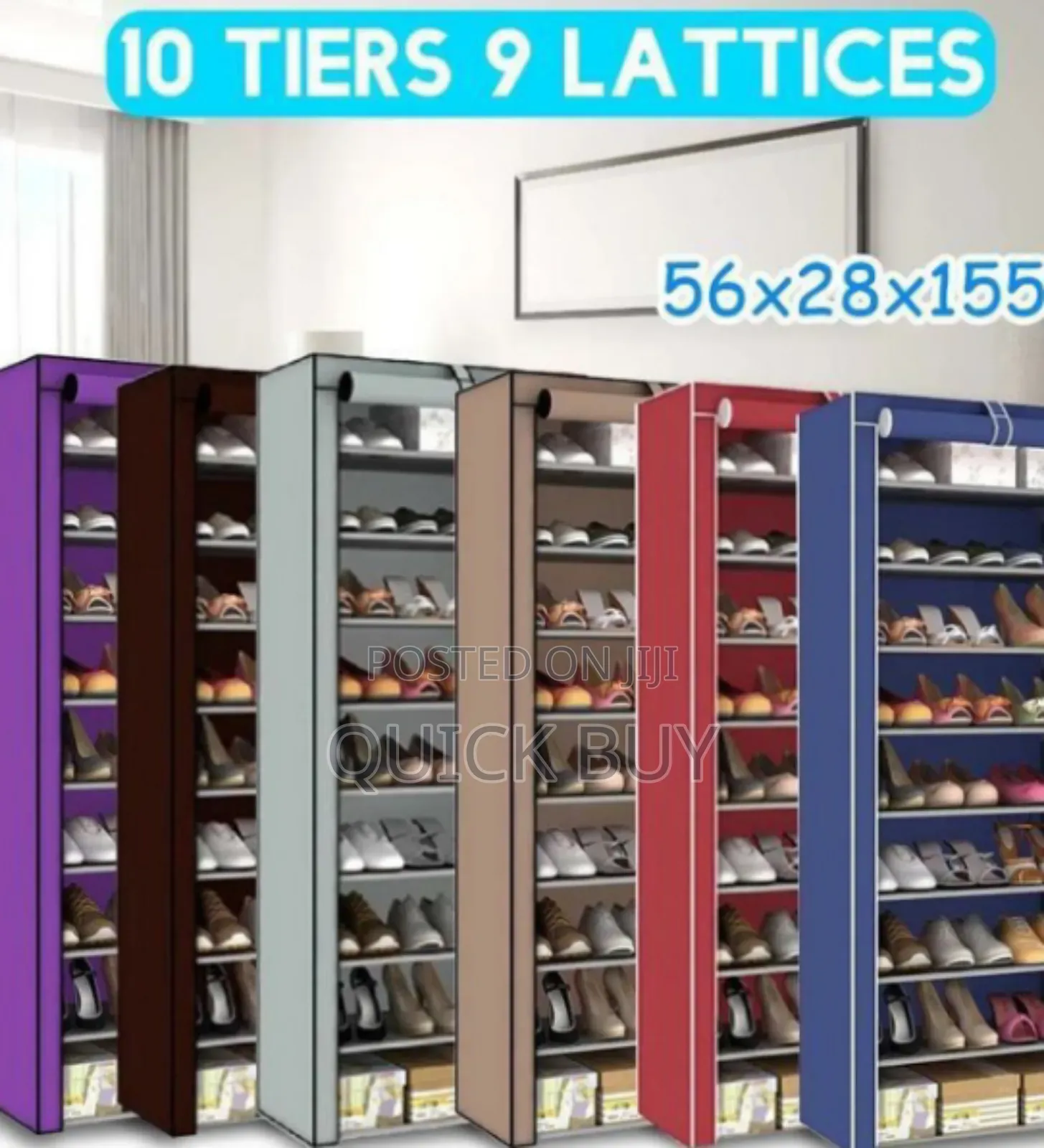 10 Tier 9 Grid Detachable Multilayer Non -Woven Shoe Rack