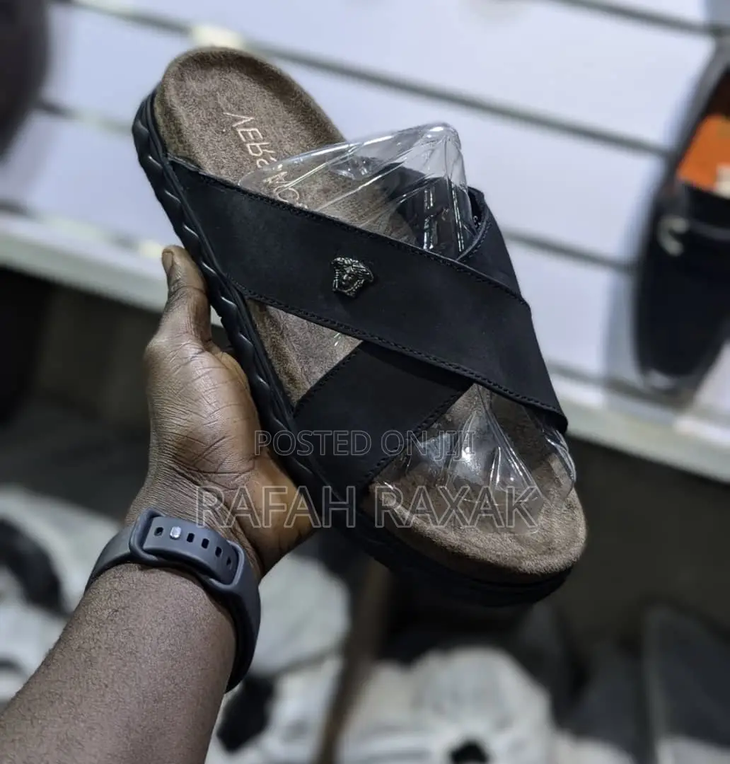 Original Men’S Luxurious Versace Cross Leather Sandals