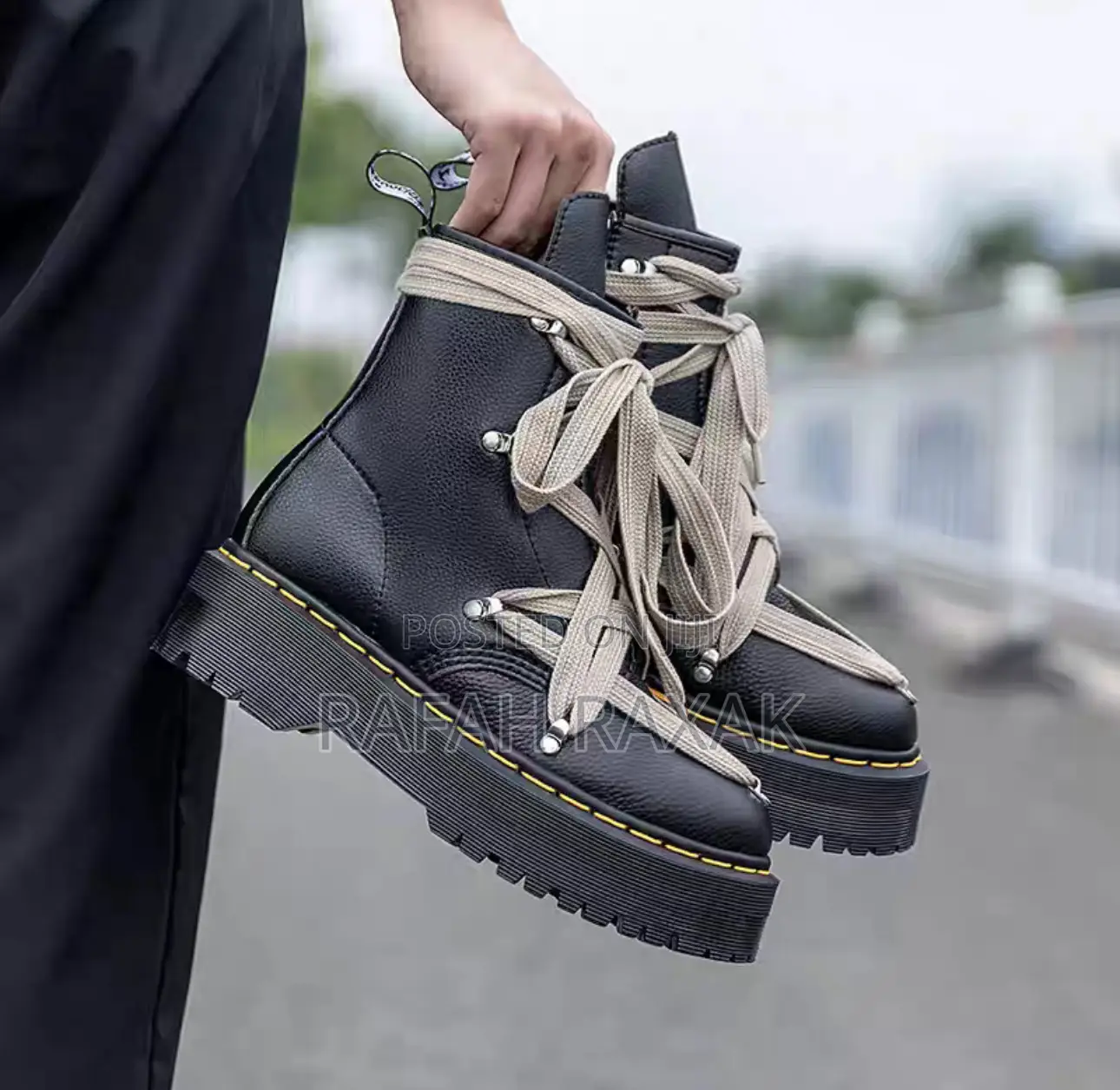 Dr.Martens X Rick Owens Cross Strap Pebbled Boots