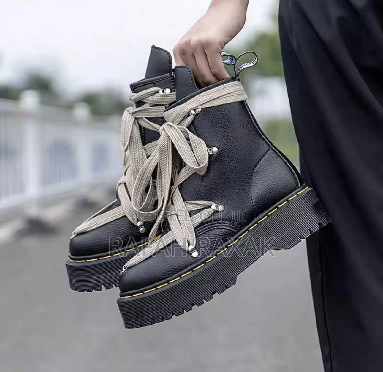 Dr.Martens X Rick Owens Cross Strap Pebbled Boots