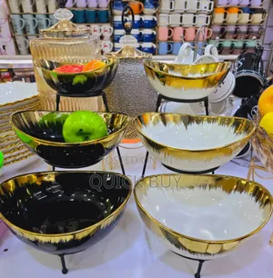 Trendy Elegant 3 Tier Rack With Ceramic Serving Bowls