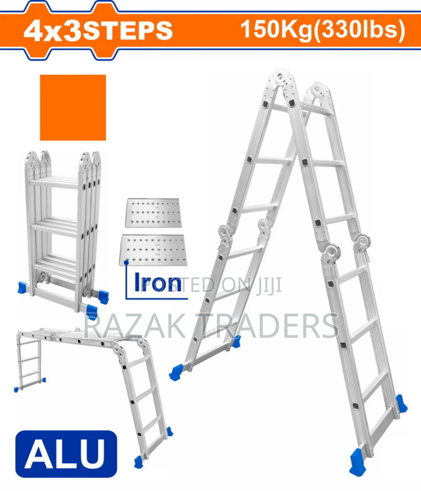 Wadfow Multi-Purpose Aluminum Ladder 4x3 Steps (Wld7h43)
