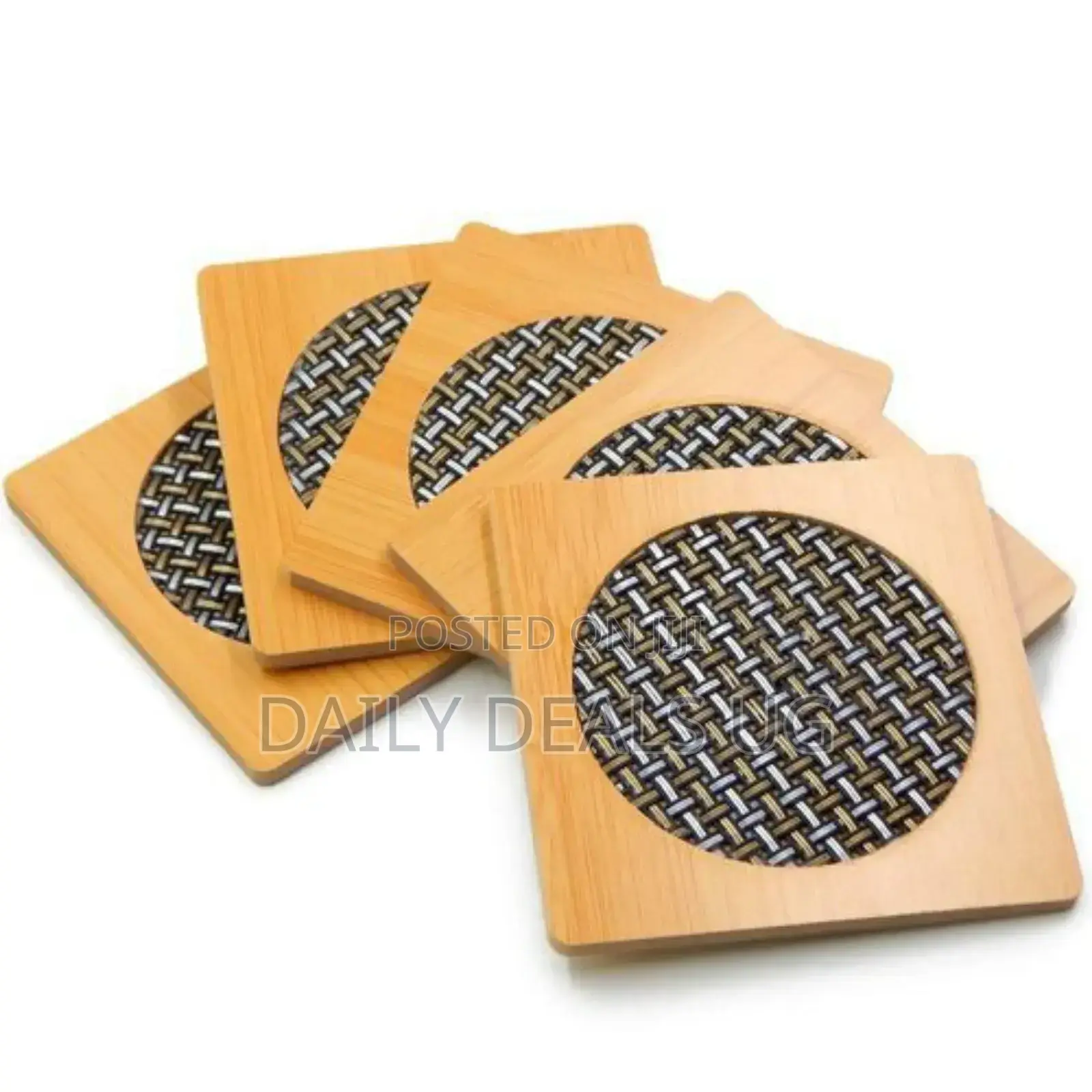 Bamboo 6 Piece Bamboo Mug/Glass Cover Coasters -Brown