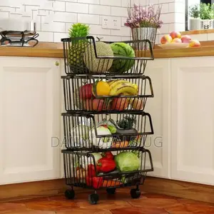Metallic Pantry Storage Bin Rack Organizer Trolley.