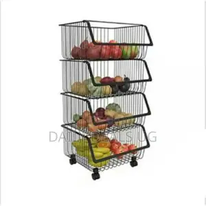 Metallic Pantry Storage Bin Rack Organizer Trolley.
