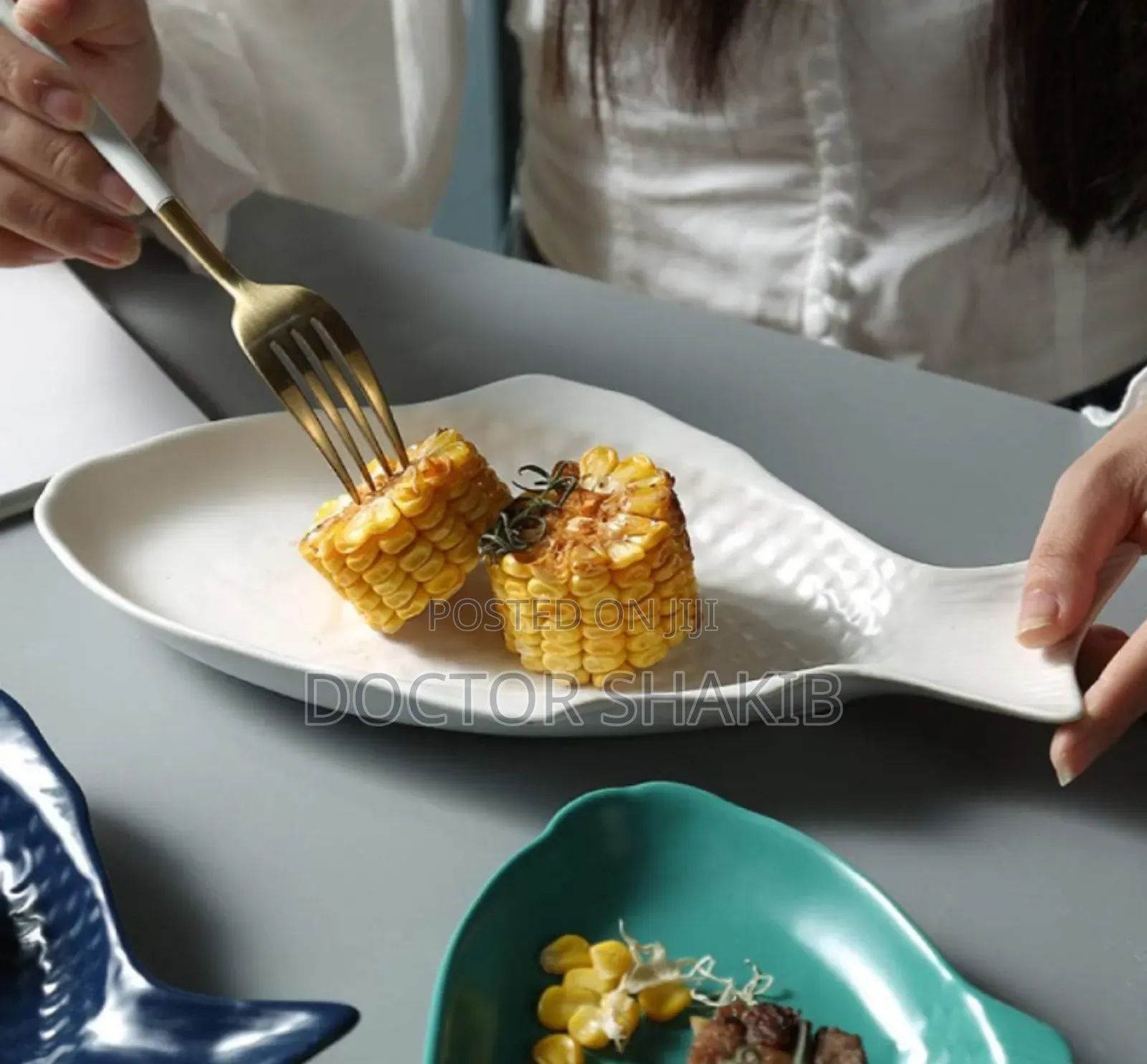 Fish Plate Tray Dinner, Platter, Bowl- White