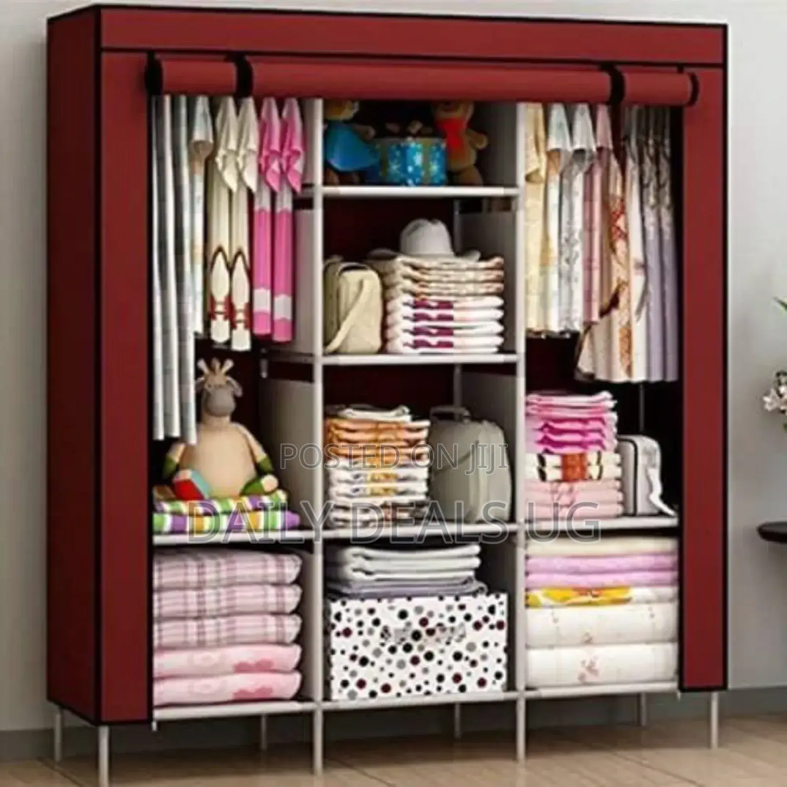 3 Column Cloth Frame Portable Wardrobe