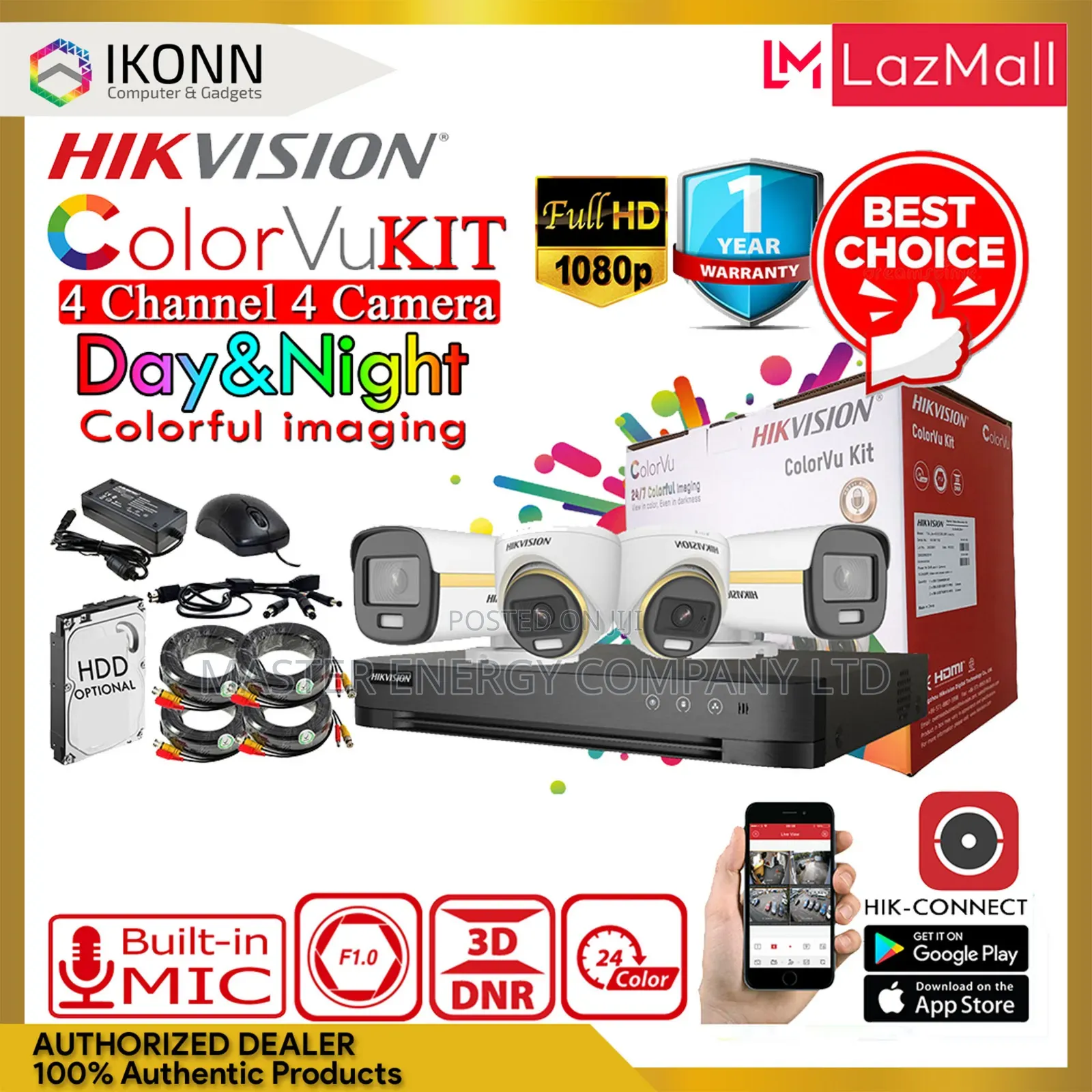 4 Channel Cameras Full Kit Colorvu