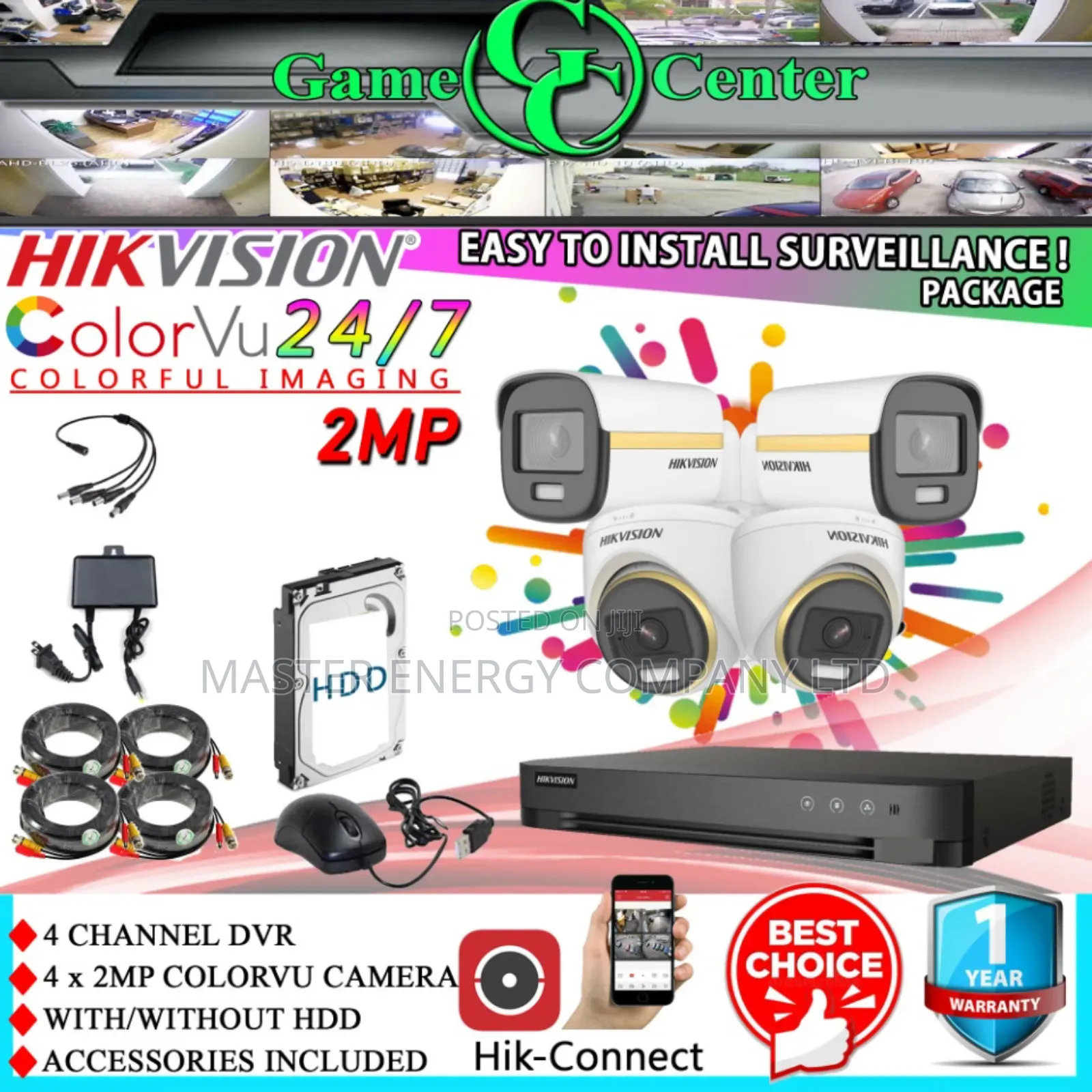 4 Cameras System 2mp Full Kit Colorvu Mwero