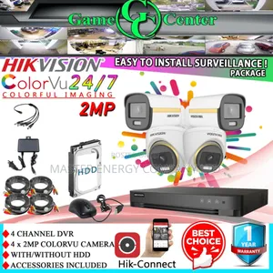4 Cameras System 2mp Full Kit Colorvu Mwero
