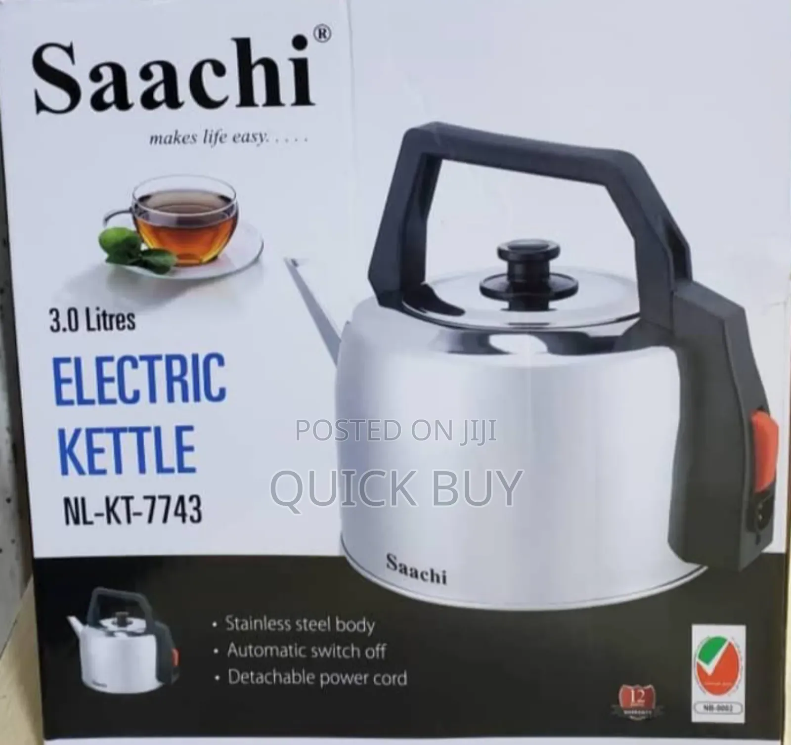 Original Heavy Duty Saachi 3.0L Stainless Electric Kettle