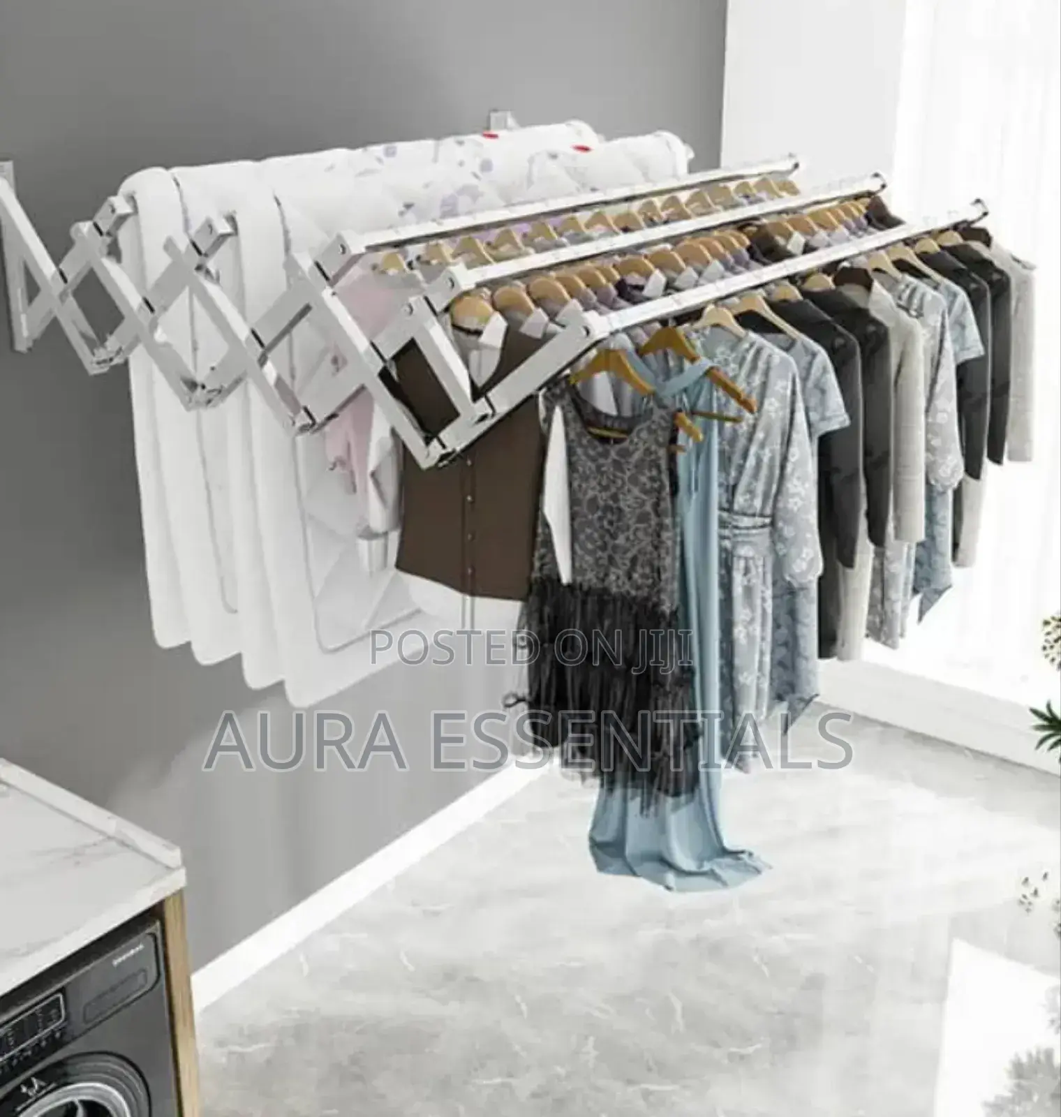 Wall Mounted Extendable Clothes Drying Pole