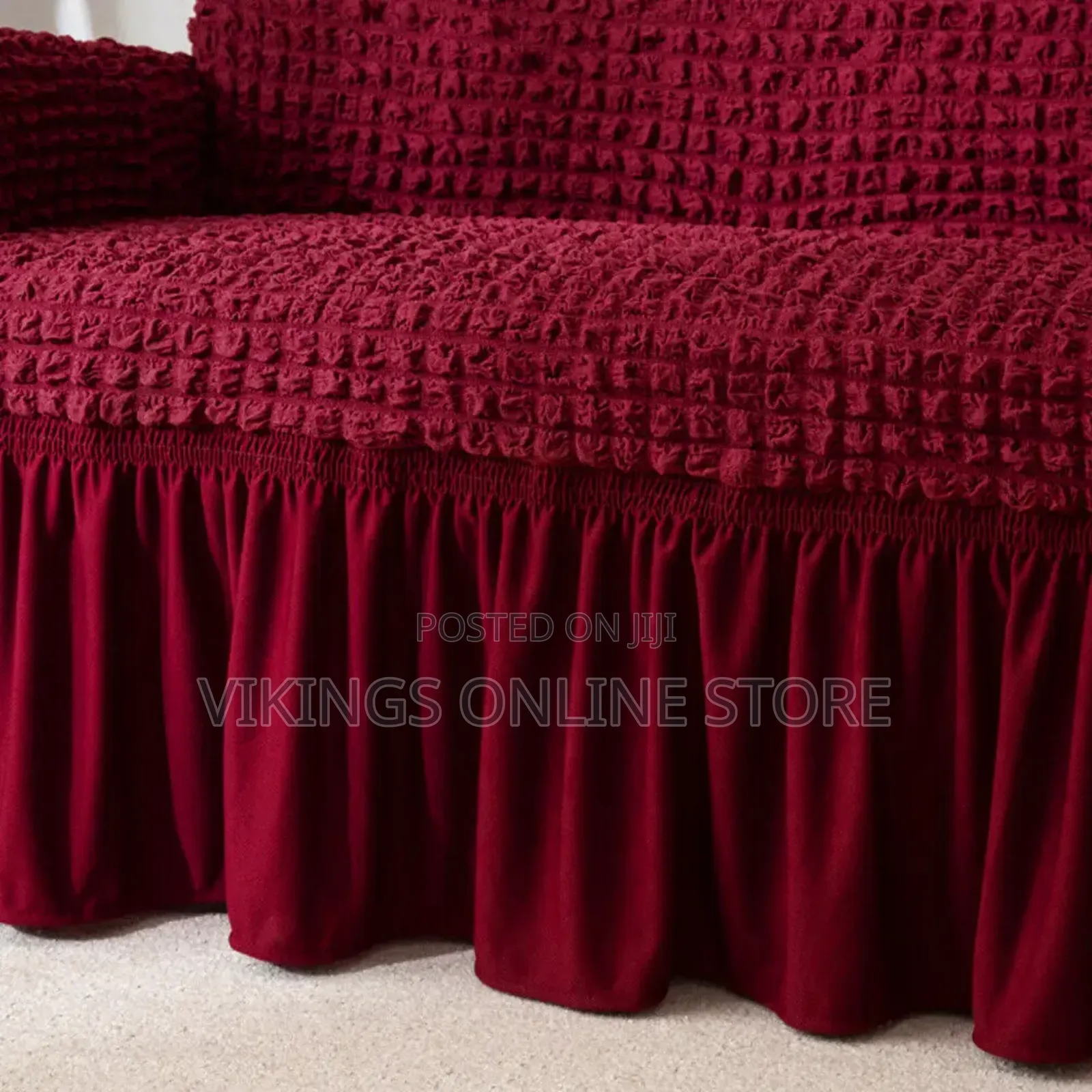 Maroon Bubble Lattice Sofa Covers With Skirt