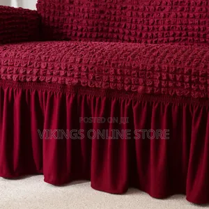 Maroon Bubble Lattice Sofa Covers With Skirt
