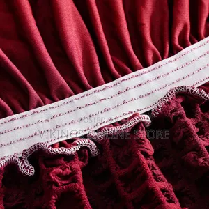 Maroon Bubble Lattice Sofa Covers With Skirt