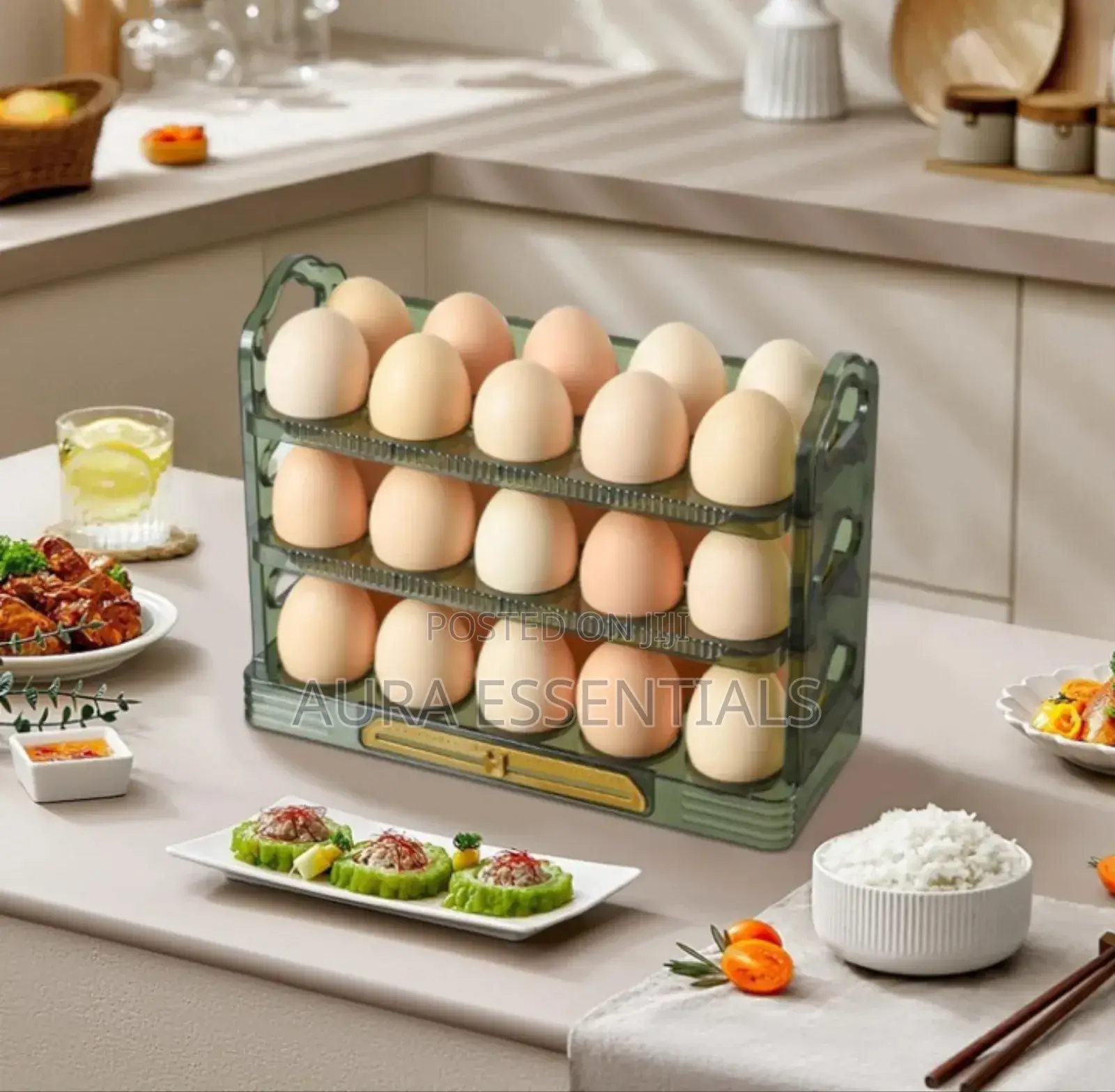 3 Levels Egg Storage Box Space Saving Egg Box Container