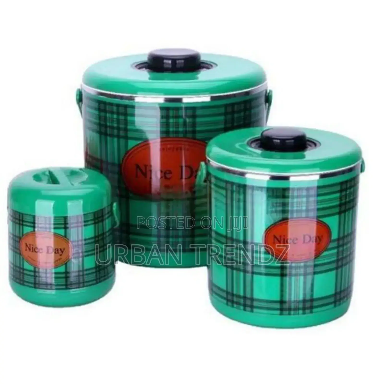3pc Checked Food Warmer Dishes Thermal Hot Pot Casserole