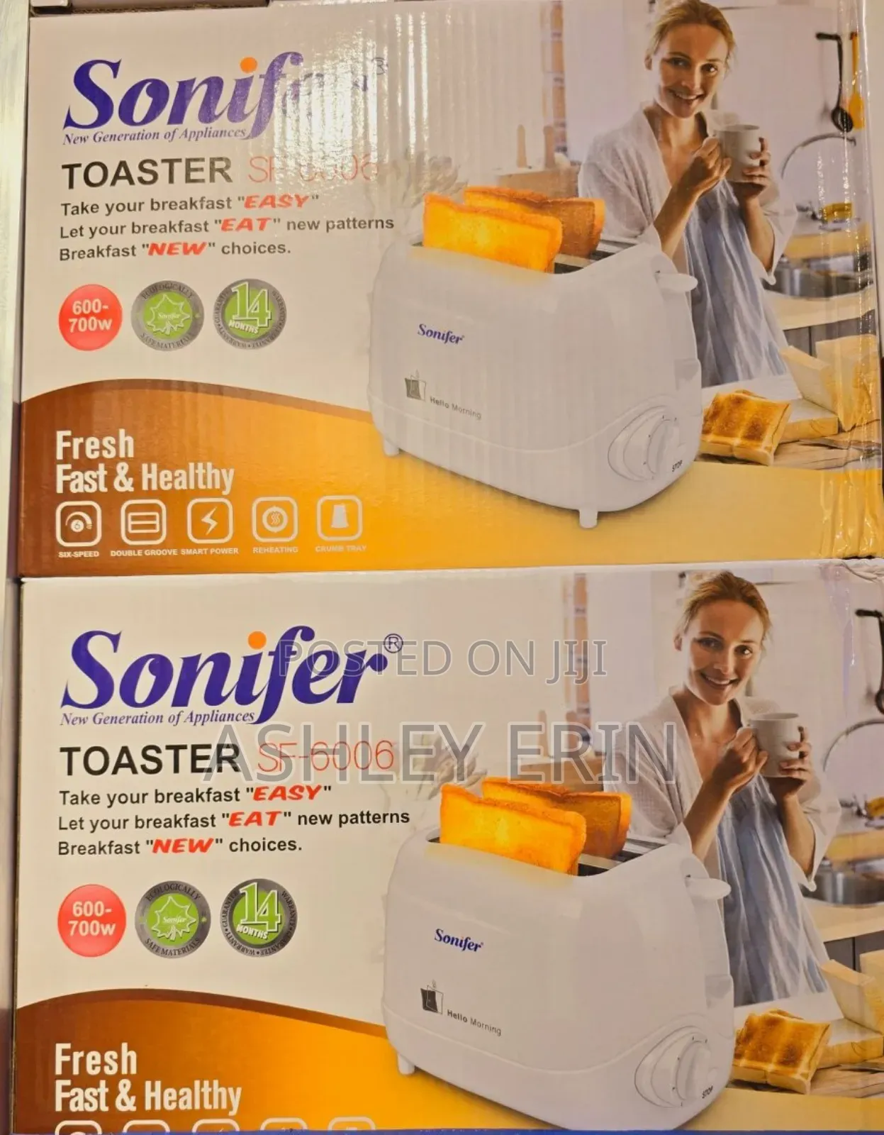 Sonifer 2 Slice Bread Toaster Sf 6006