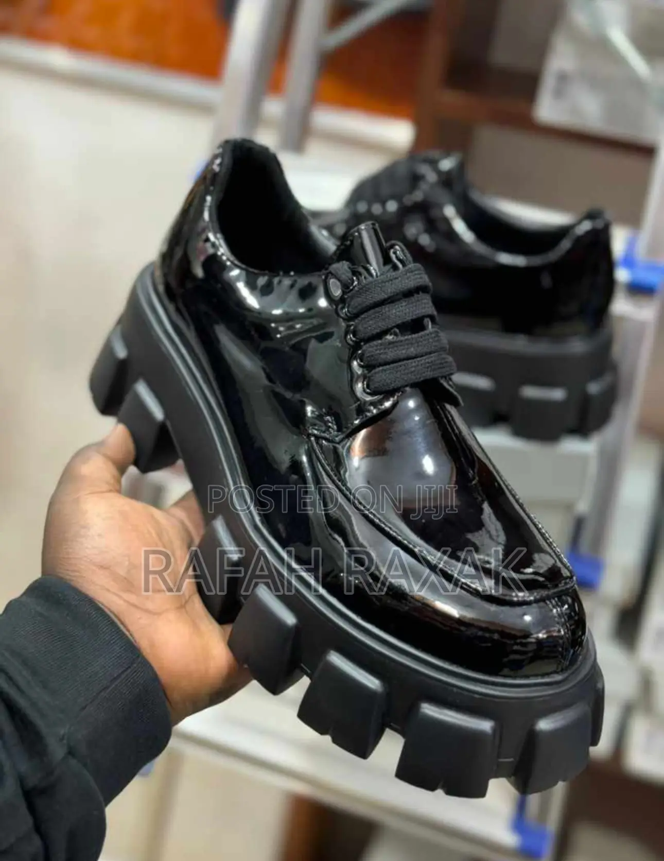 Original Men’S Luxurious Prada Shinny Mirror Big Sole Shoe
