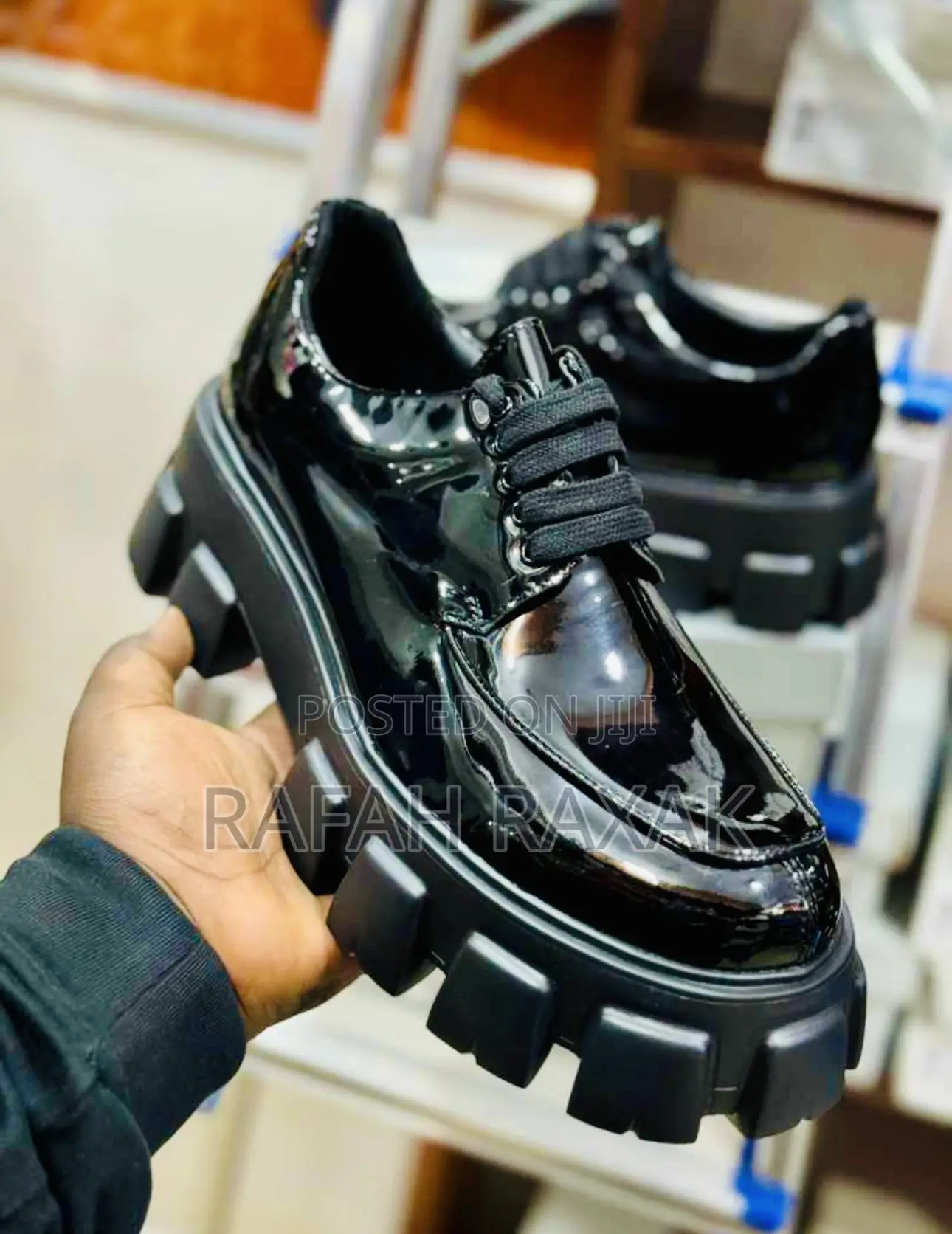 Original Men’S Luxurious Prada Shinny Mirror Big Sole Shoe