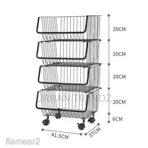 Metallic Pantry Storage Bin Rack Organizer Trolley
