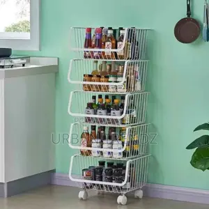 Metallic Pantry Storage Bin Rack Organizer Trolley