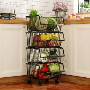 Metallic Pantry Storage Bin Rack Organizer Trolley