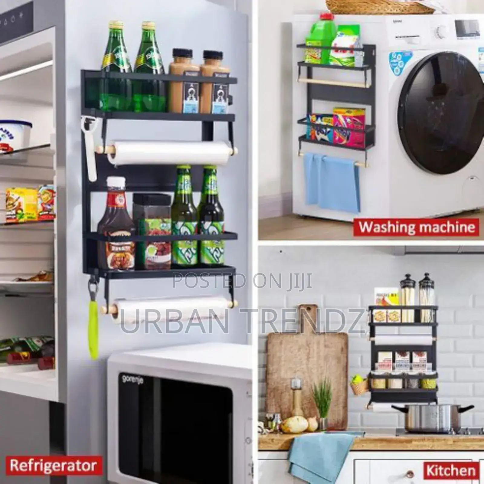 Magnetic Fridge Side Shelf Storage Spice Rack Hanger