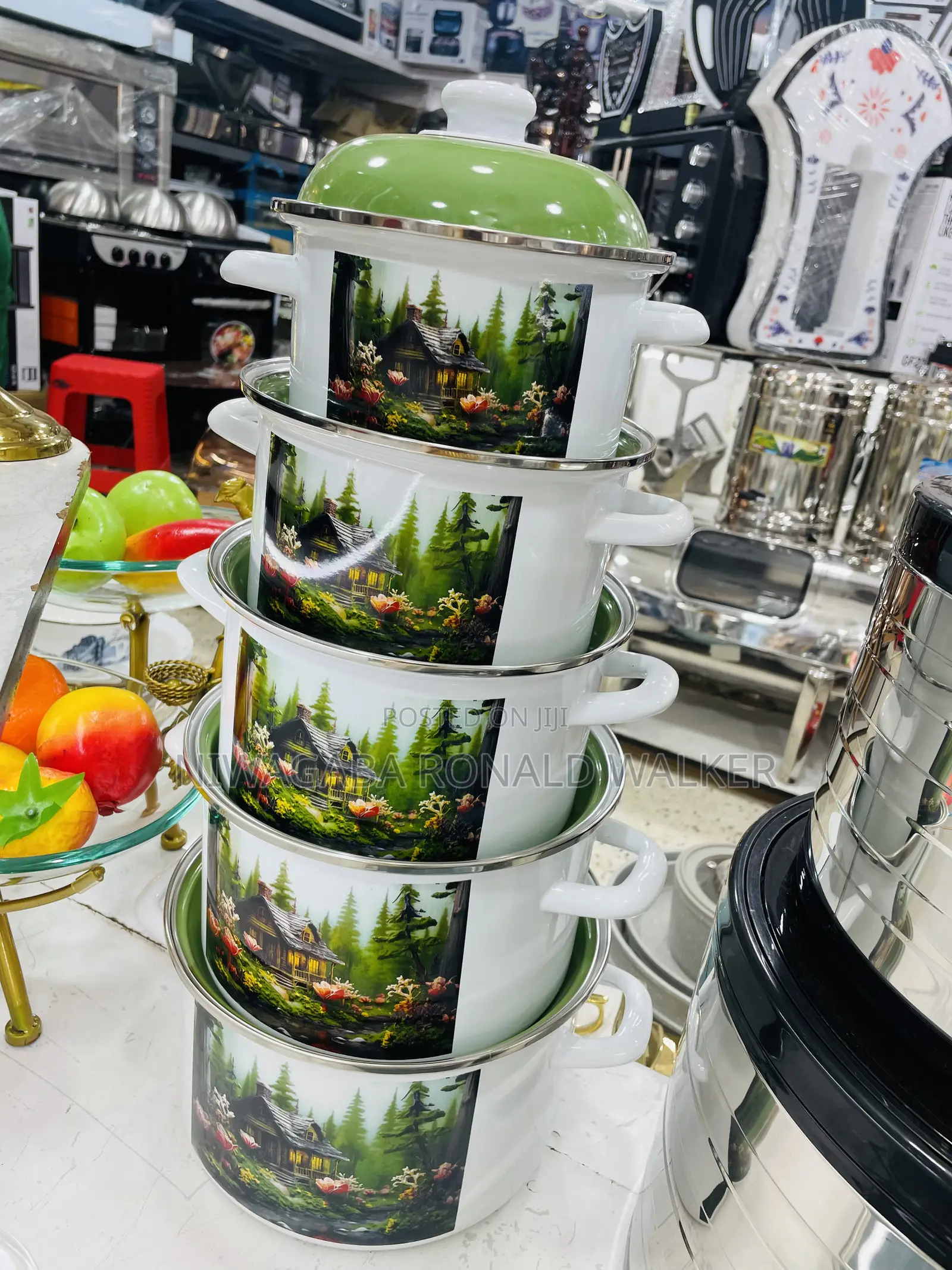 10pc Set of Enamel Serving Dishes / Pots