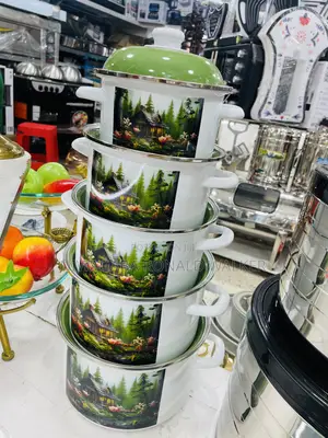 10pc Set of Enamel Serving Dishes / Pots