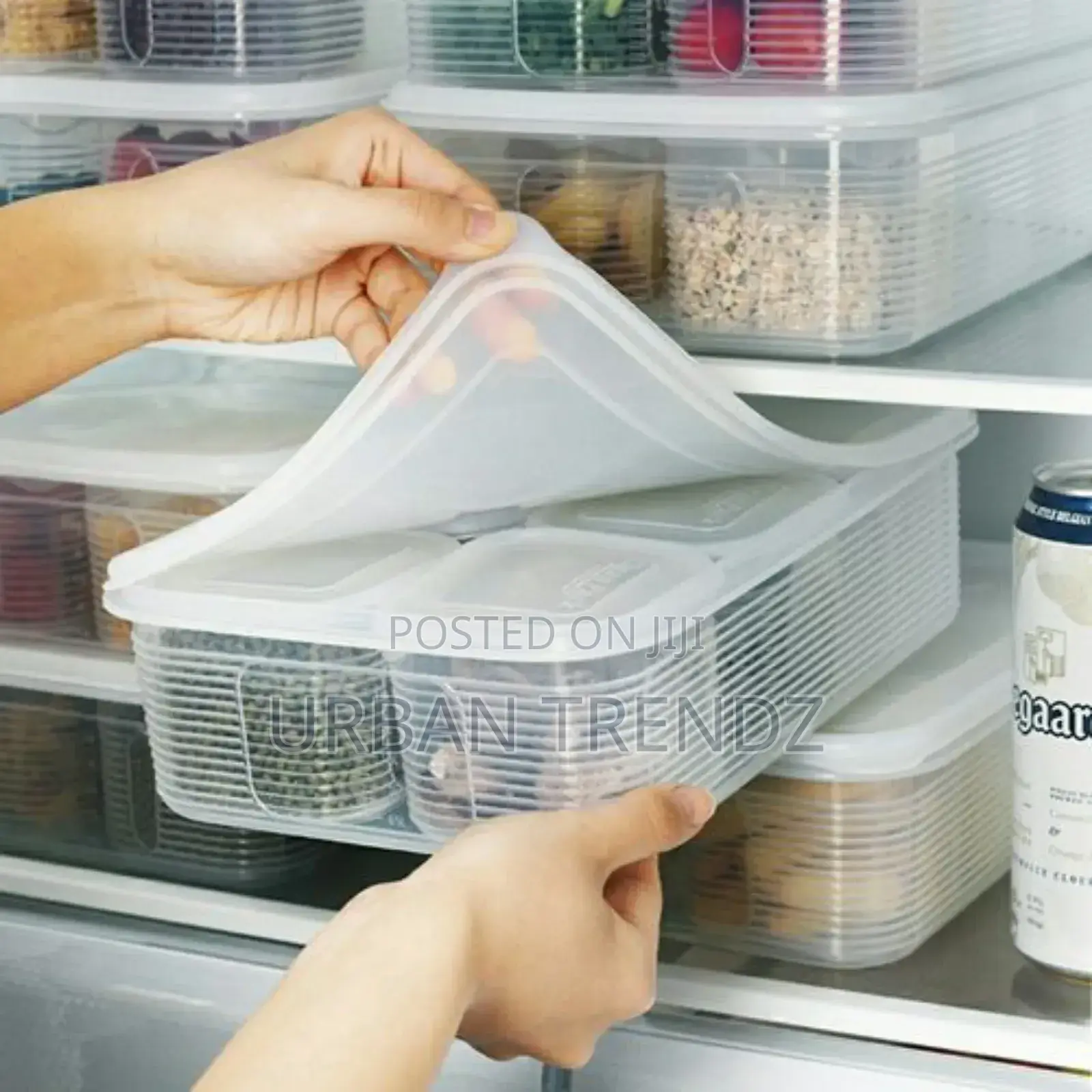 Food Storage Containr With 6 Removable Tin Fridge Organizer