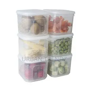 Food Storage Containr With 6 Removable Tin Fridge Organizer