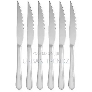 6 Pieces of Table Steak Knives Cutlery Set, Silver.