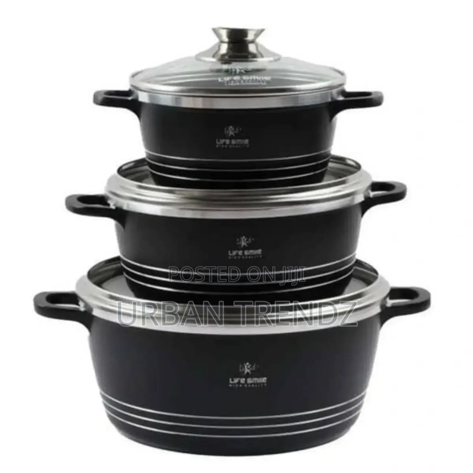 Life Smile 3 Pieces of Non Stick Serving Saucepans Cookware